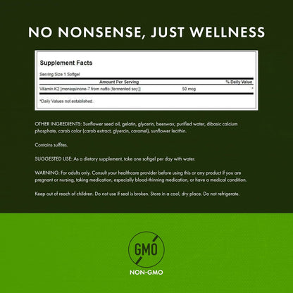 Swanson Natural Vitamin K2 (Menaquinone-7 from Natto) 50 mcg 30 Softgels (4 Pack)