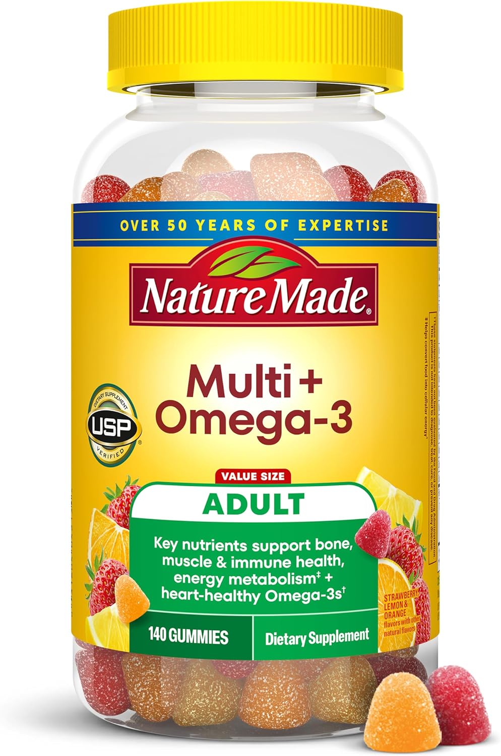 Nature Made Multivitamin + Omega-3 Gummies, Daily Nutritional Support, 140 Gummies - görsel 1