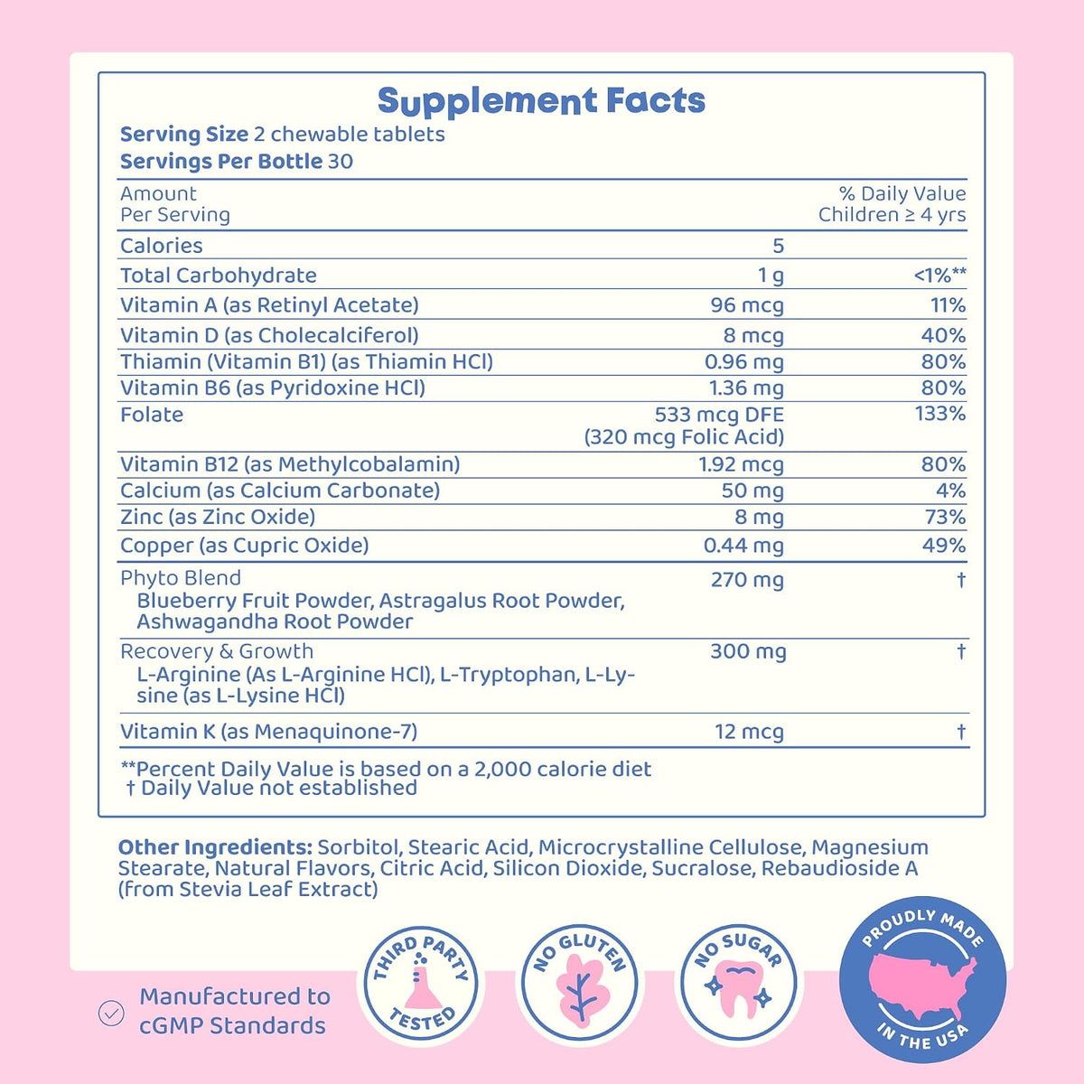 JoySpring Growth Vitamins for Teens & Height Support for Kids - Encourages Stronger Bones & Healthy Natural Growth - Sugar Free - L-Arginine, L-Lysine, Zinc, Vitamin D & K2-30 Servings - görsel 7