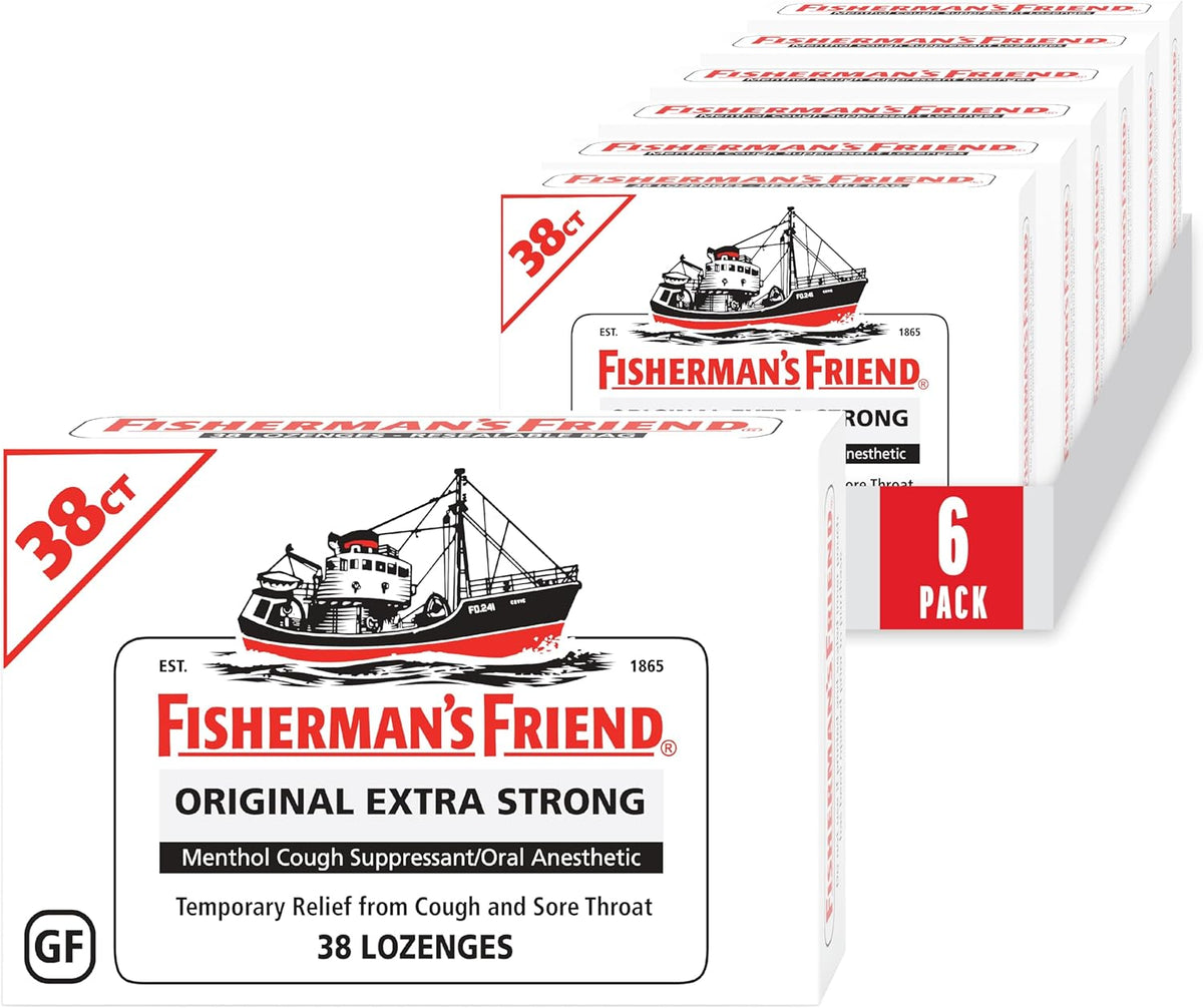 Fisherman's Friend Original Extra Strong Cough Lozenges - 10mg Menthol - 38 Lozenges per Pack (6-Pack) - görsel 1