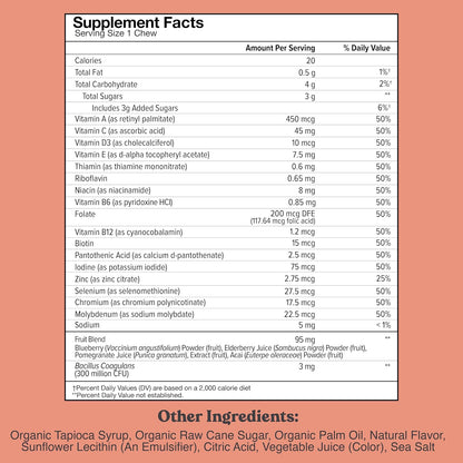 Chewsy Kids' Multivitamin – Wild Berry Flavour Chews with Probiotics & Superfoods, 30-Day Supply