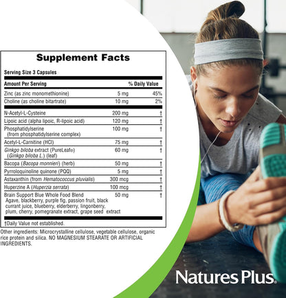 Nature's Plus BrainCeutix Boost Ginkgo Plus Brain Supplement for Memory and Focus, 90 Capsules