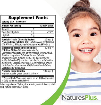 NaturesPlus Animal Parade Probiotic, Mixed Berry - 30 Chewables - Children's Gut Health Support