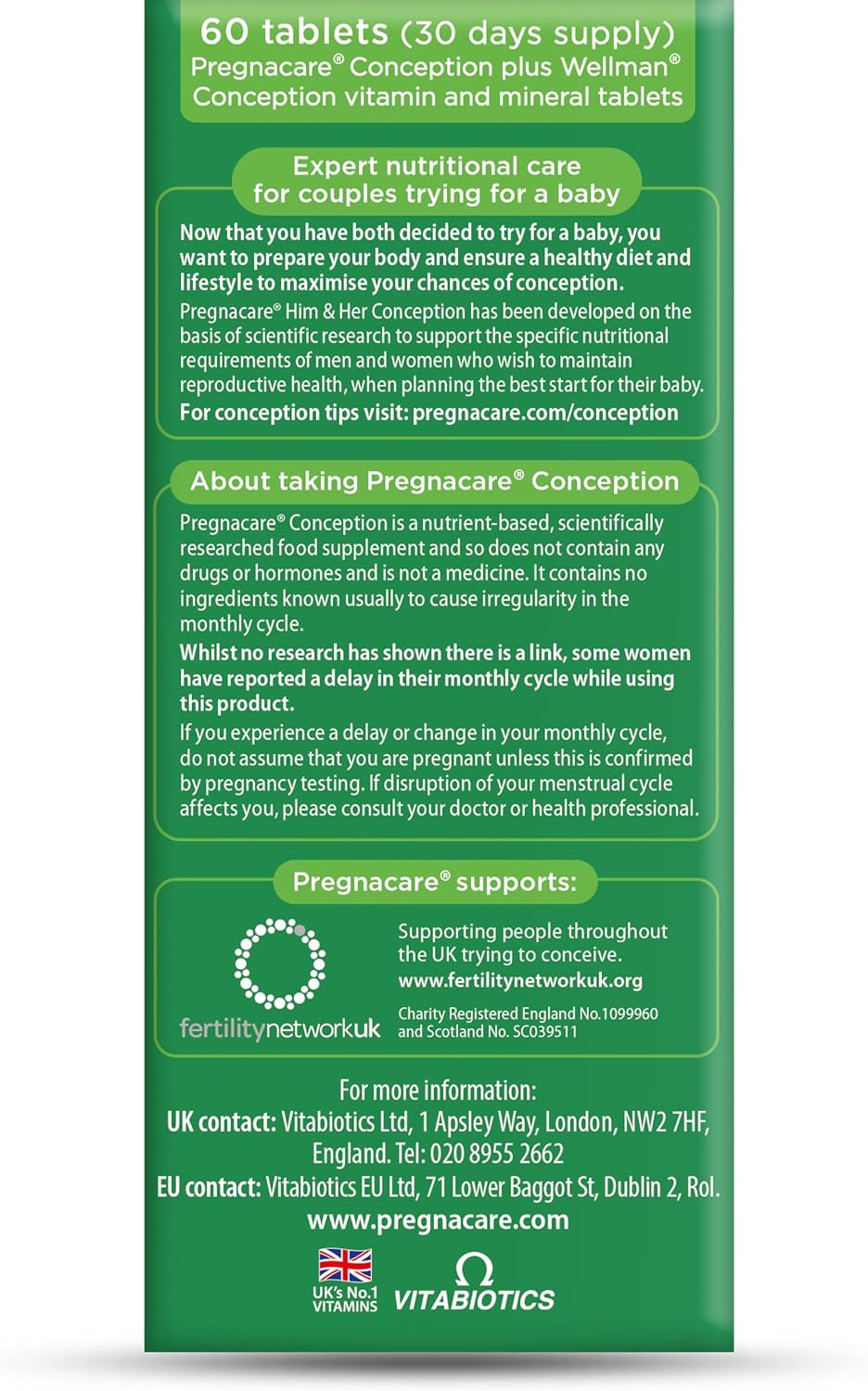 Vitabiotics Pregnacare His & Her Conception - 2x30 Tablets - görsel 9