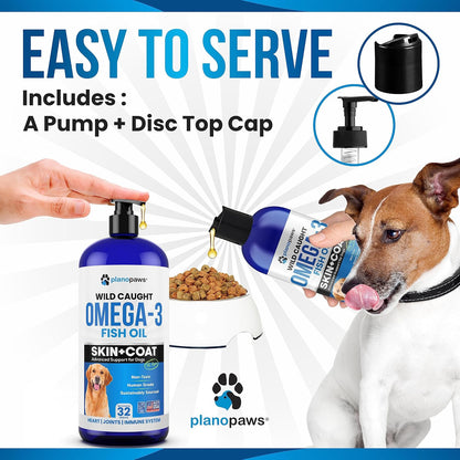 Omega 3 Fish Oil for Dogs – Wild Caught, Low Odour Liquid Supplement