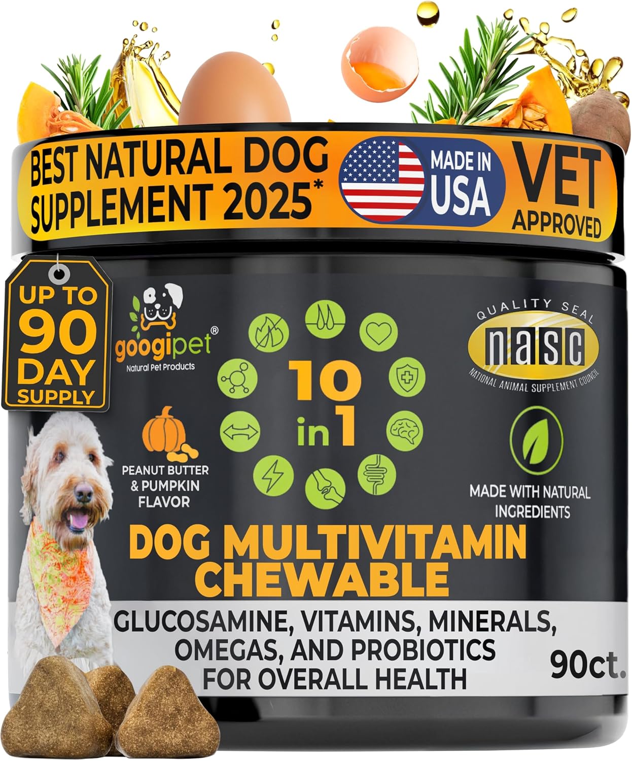 Googipet Premium Dog Multivitamin Chewable - PB & Pumpkin Flavour - görsel 1