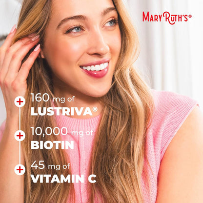 MaryRuth's Multivitamin + Hair Growth Gummies with Lustriva® | Biotin 10,000 mcg | for Hair, Skin & Nails