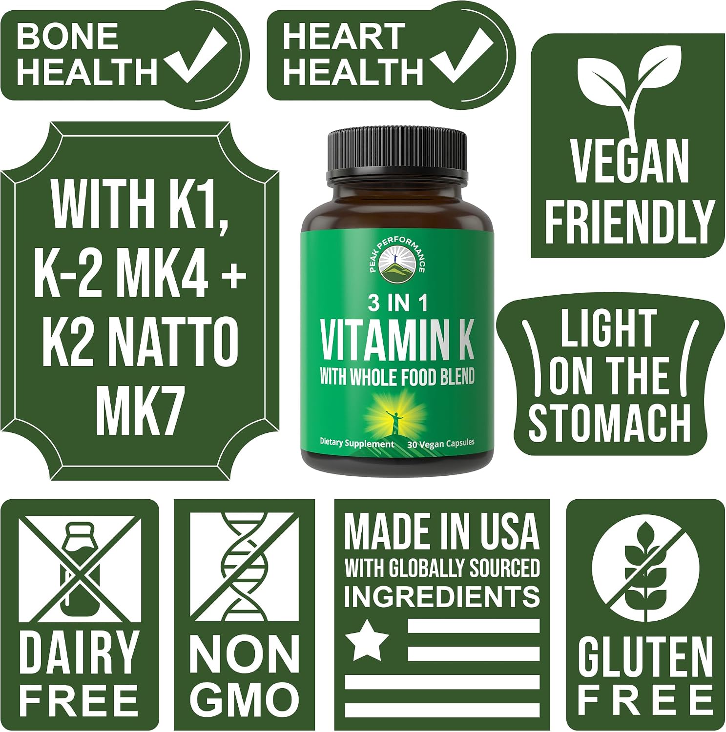 Vitamin K Capsules with Whole Food Blend of 25+ Vegetables and Fruits - görsel 3