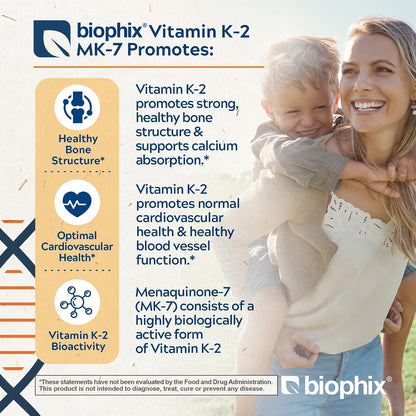 biophix Vitamin K2 MK-7 300mcg, 120 Vegan Capsules – High-Strength Supplement for Bone Strength and Immune Health