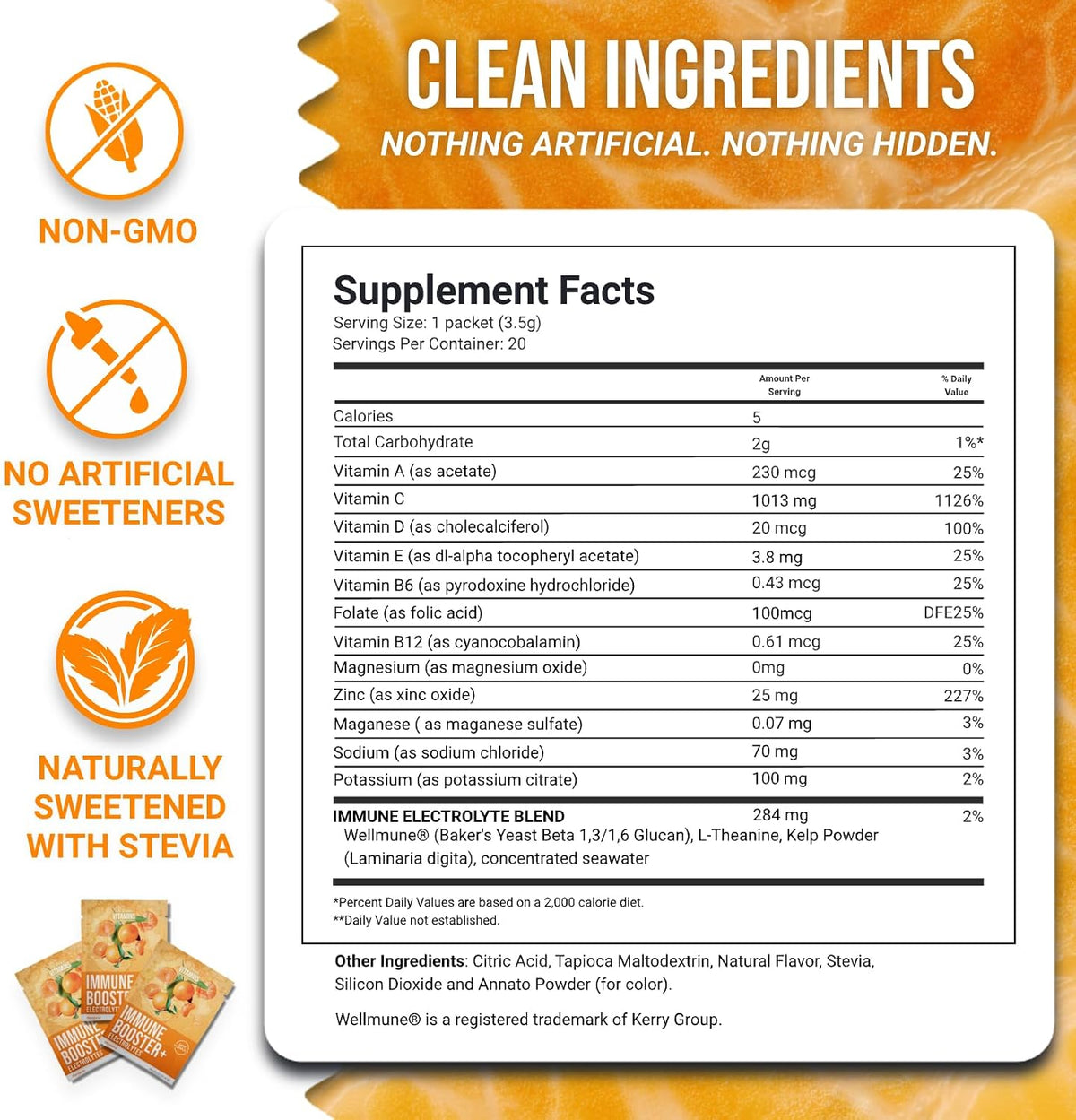 Dr. Price’s Electrolyte & Vitamin C Powder Packets – Immune Support, Mandarin, 20 Packets | 1000mg Vitamin C + Zinc, 72 Trace Minerals | Sugar-Free, Doctor-Formulated for Children & Adults, Made in USA - görsel 4