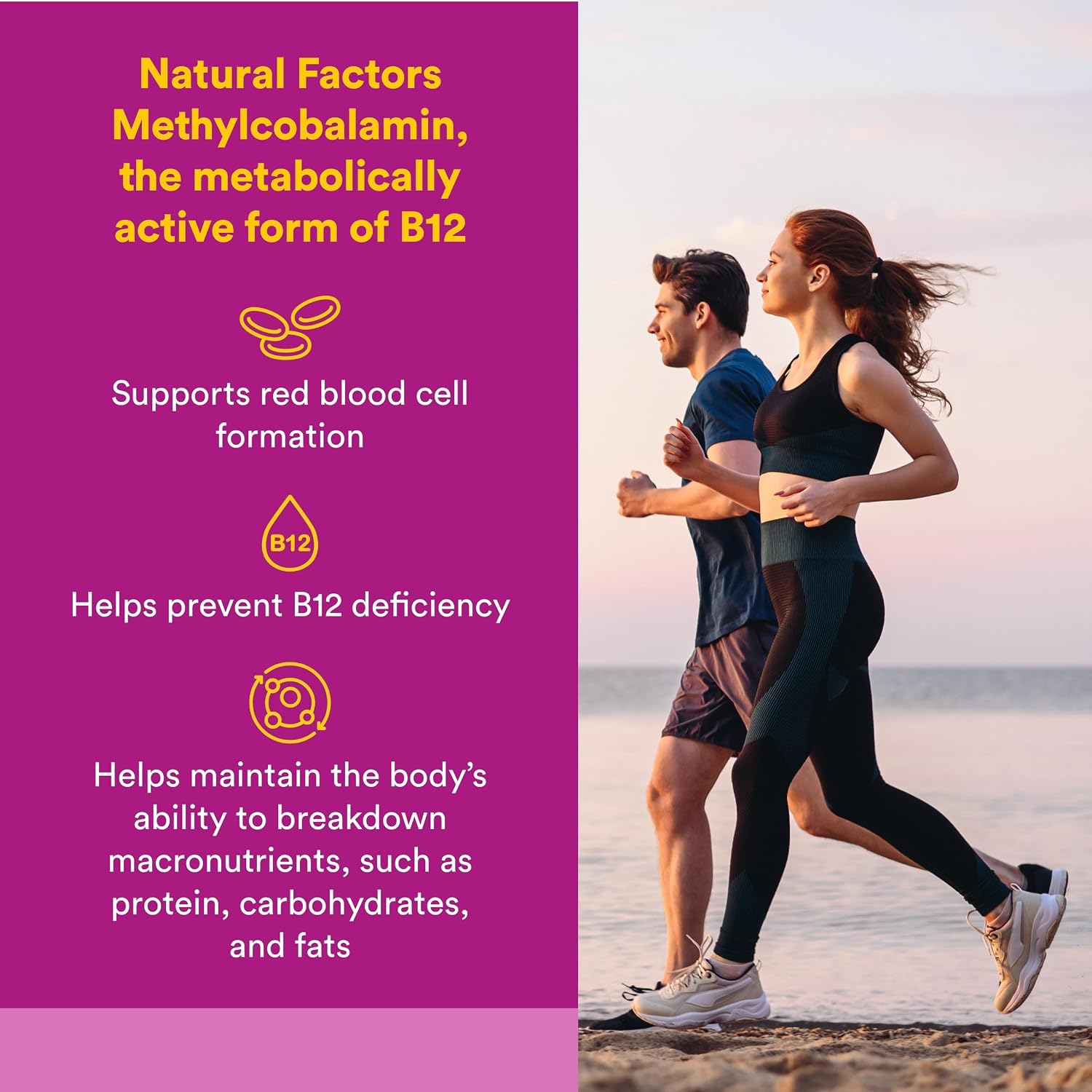 Natural Factors Vitamin B12 Methylcobalamin 1000 mcg Chewable Tablets – Support for Energy Metabolism, Immunity, and Nervous System Health – 90 Count - görsel 2
