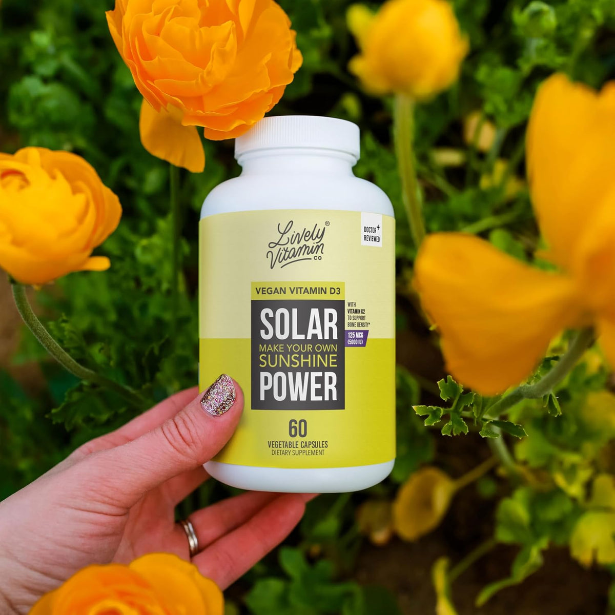 LIVELY VITAMIN CO. Solar Power Vitamin D3 5000 IU with Patented Vitamin K2 MK-7 - 60 Capsules - görsel 7