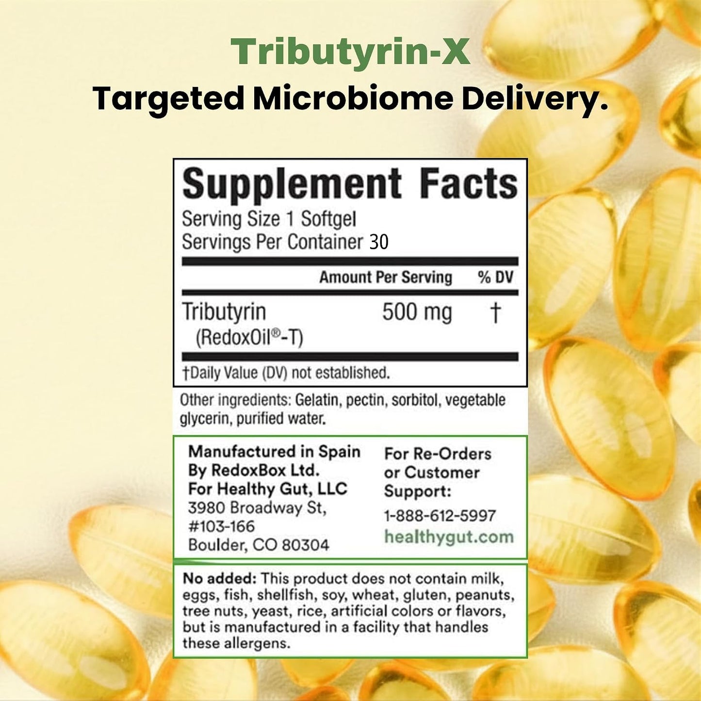 Healthy Gut Tributyrin-X | Most Bioavailable Butyrate Postbiotic for Gut Health & Leaky Gut Support | 99% Pure with Zero Odour | 30 Soft gel capsules - görsel 3