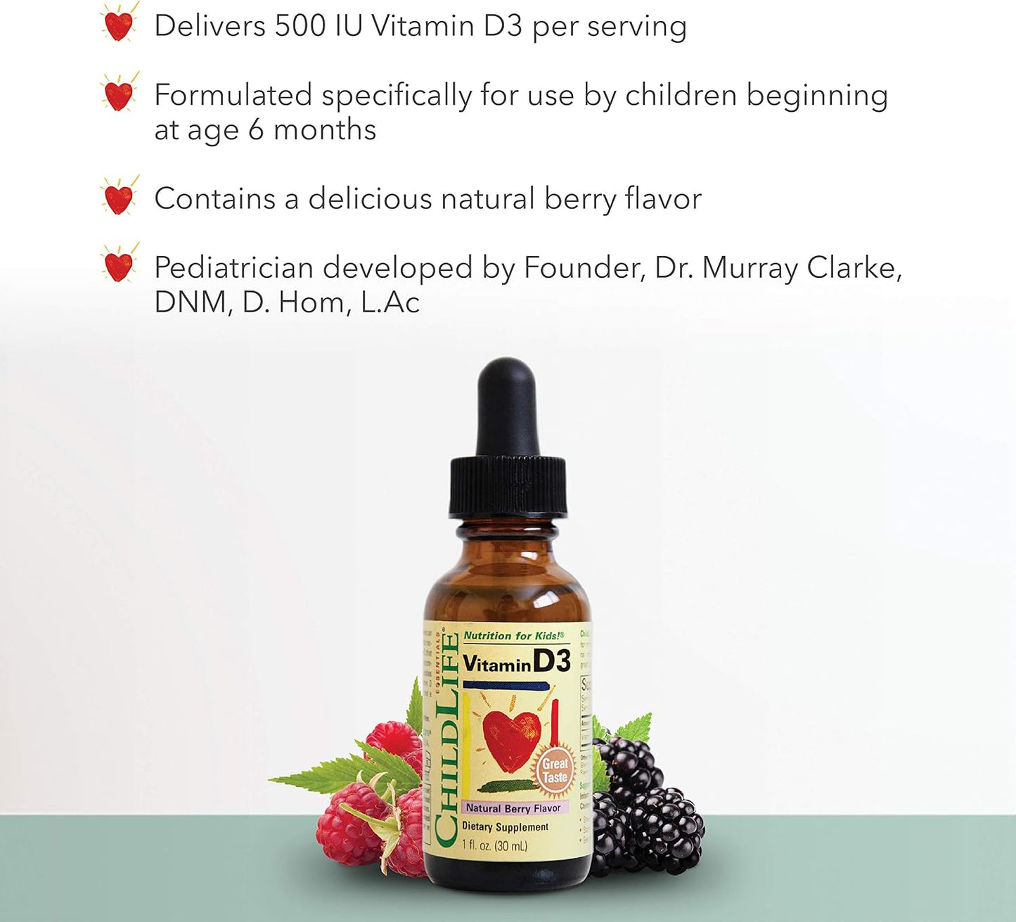 CHILDLIFE ESSENTIALS Vitamin D3 Drops for Infants & Toddlers - 500 IU, Berry Flavour - görsel 3