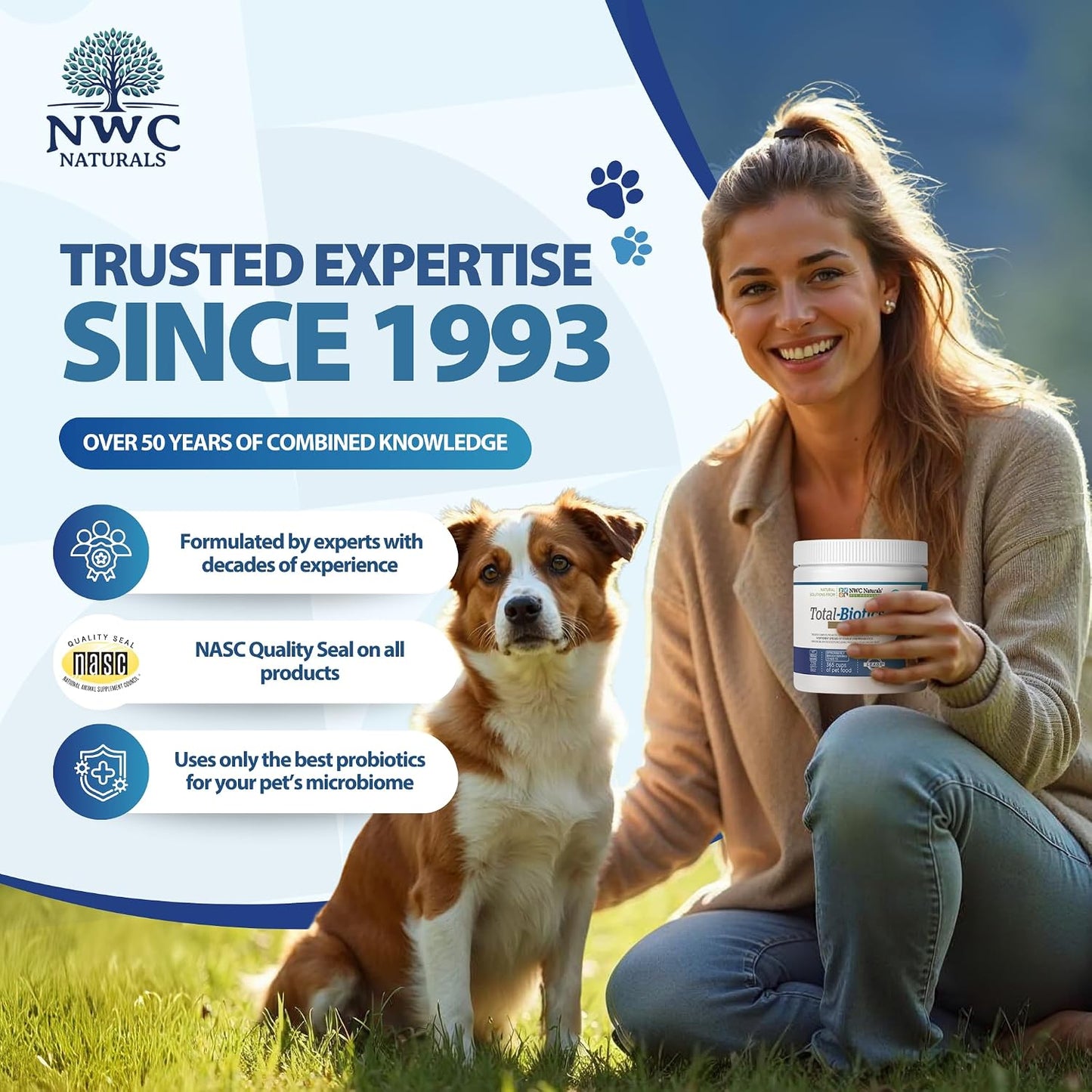 NWC Naturals Total-Biotics Probiotic for Dogs & Cats - Digestive Health Powder, 100 Servings - görsel 2