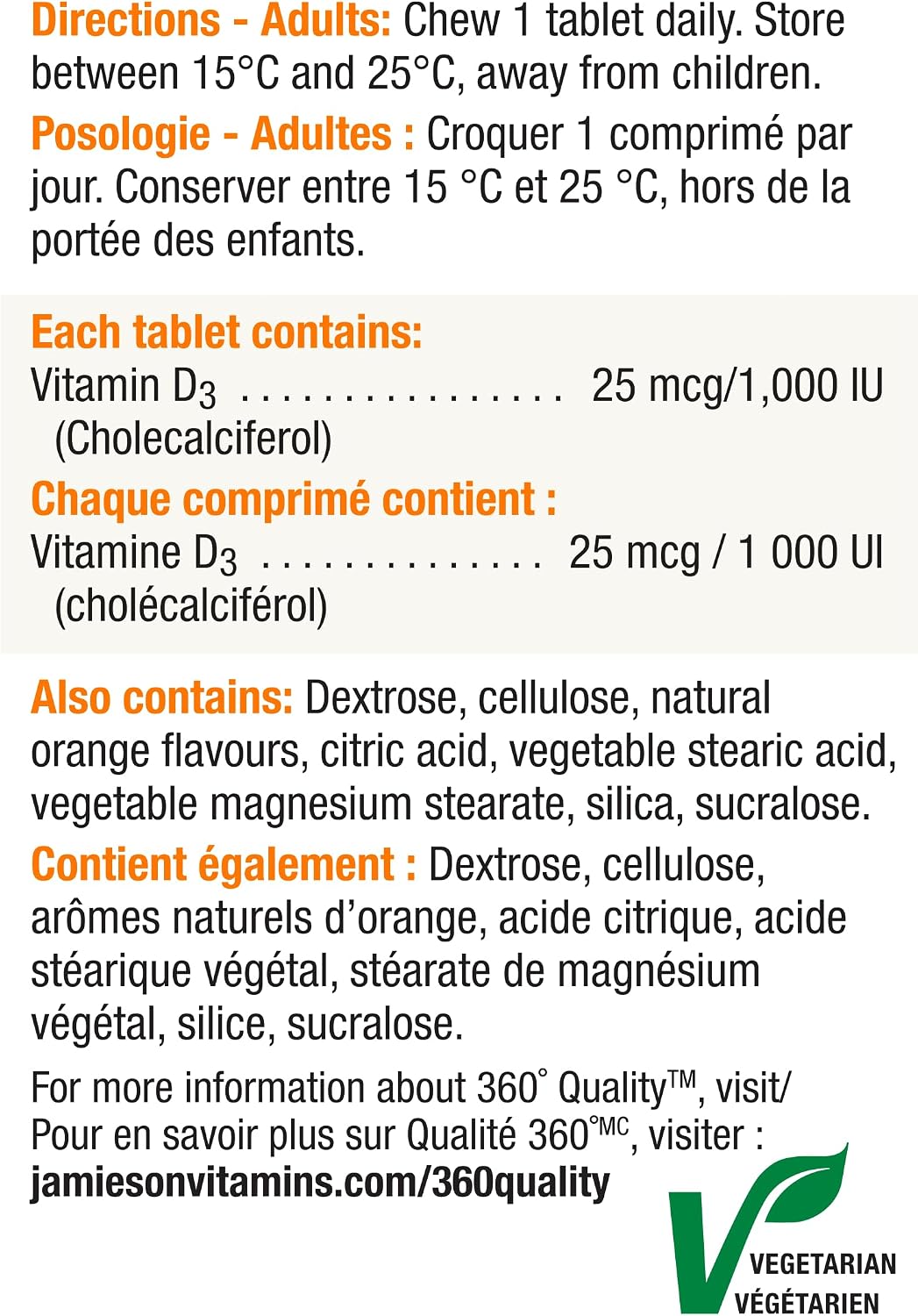 Jamieson Natural Tangy Orange Chewable Vitamin D3 1000 IU 100 Tablets - görsel 5