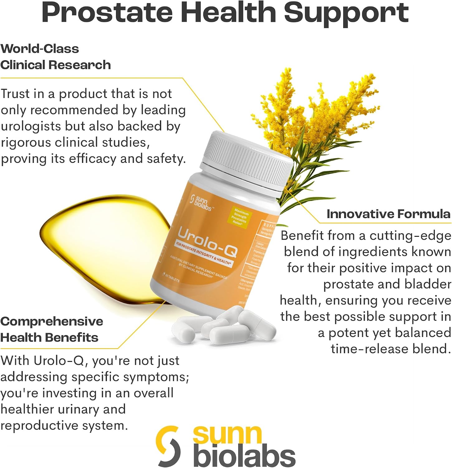 Urolo-Q Extra-Strength Prostate Support - Time-Release Formula with Pollen Extract - görsel 4