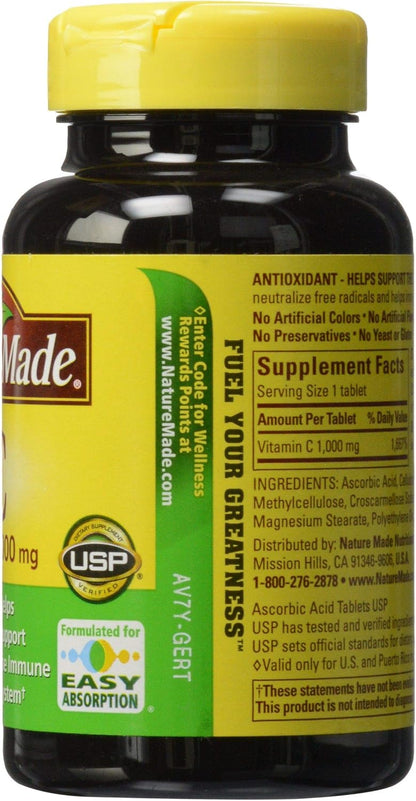 Nature Made Vitamin C 1000 mg Tablets, 100 Tablets