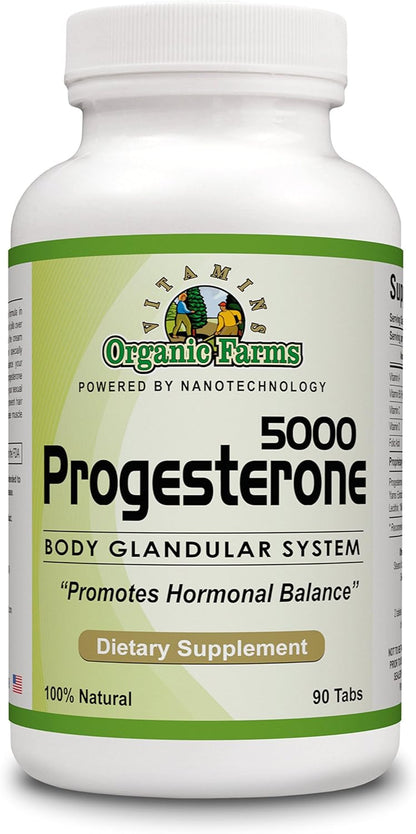 Organic Farm Vitamins Progesterone 5000 – Natural Hormone Balance Supplement, 90 Tablets