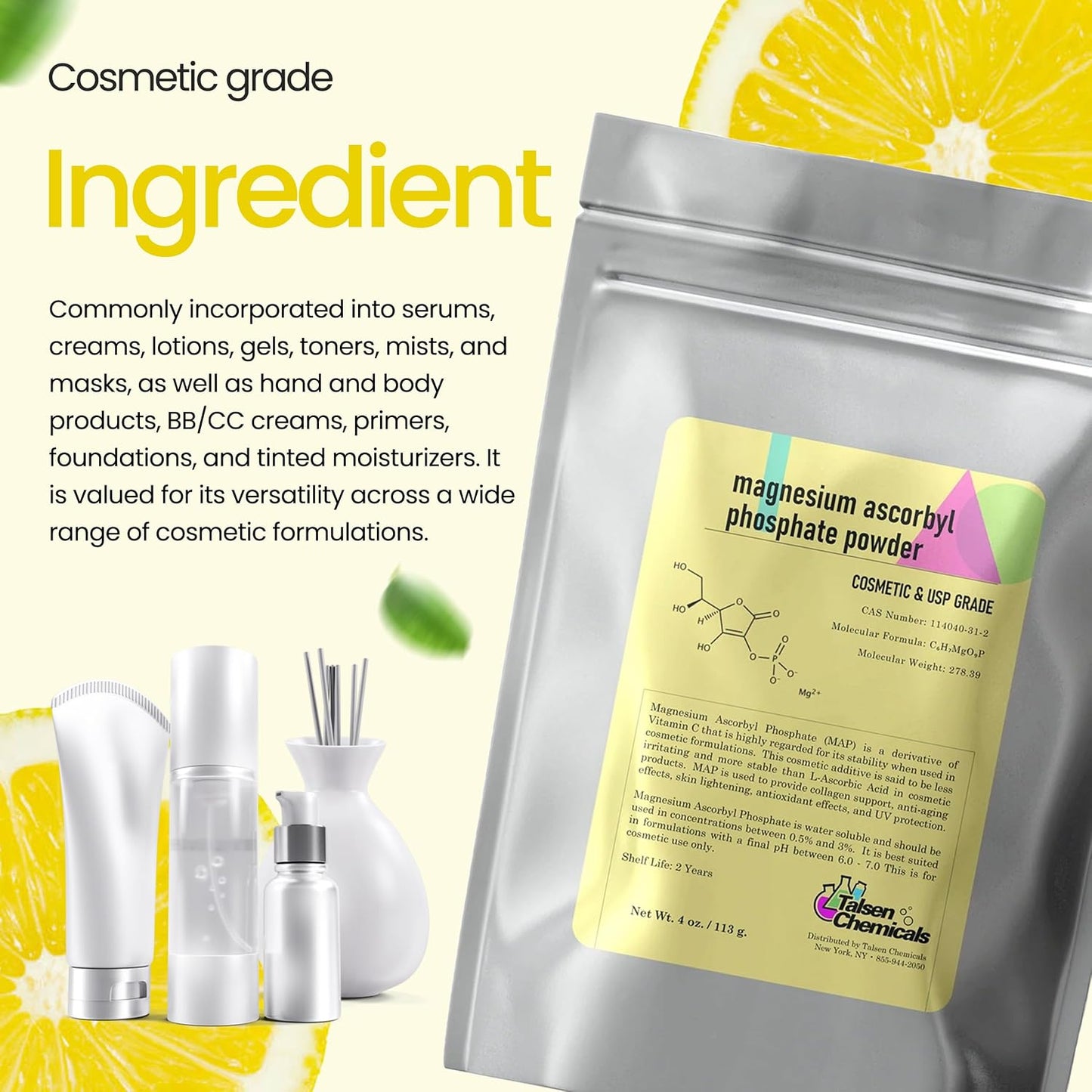 Magnesium Ascorbyl Phosphate Powder, Stable Vitamin C, MAP Powder for DIY Skin care Products (56 g / 2 oz) - görsel 3