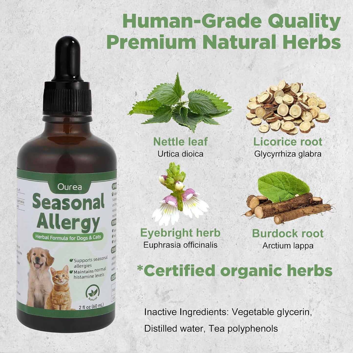 Ourea Cat & Dog Seasonal Allergy Relief - Natural Herbal Liquid Supplement for Itching, Scratching & Licking - görsel 4