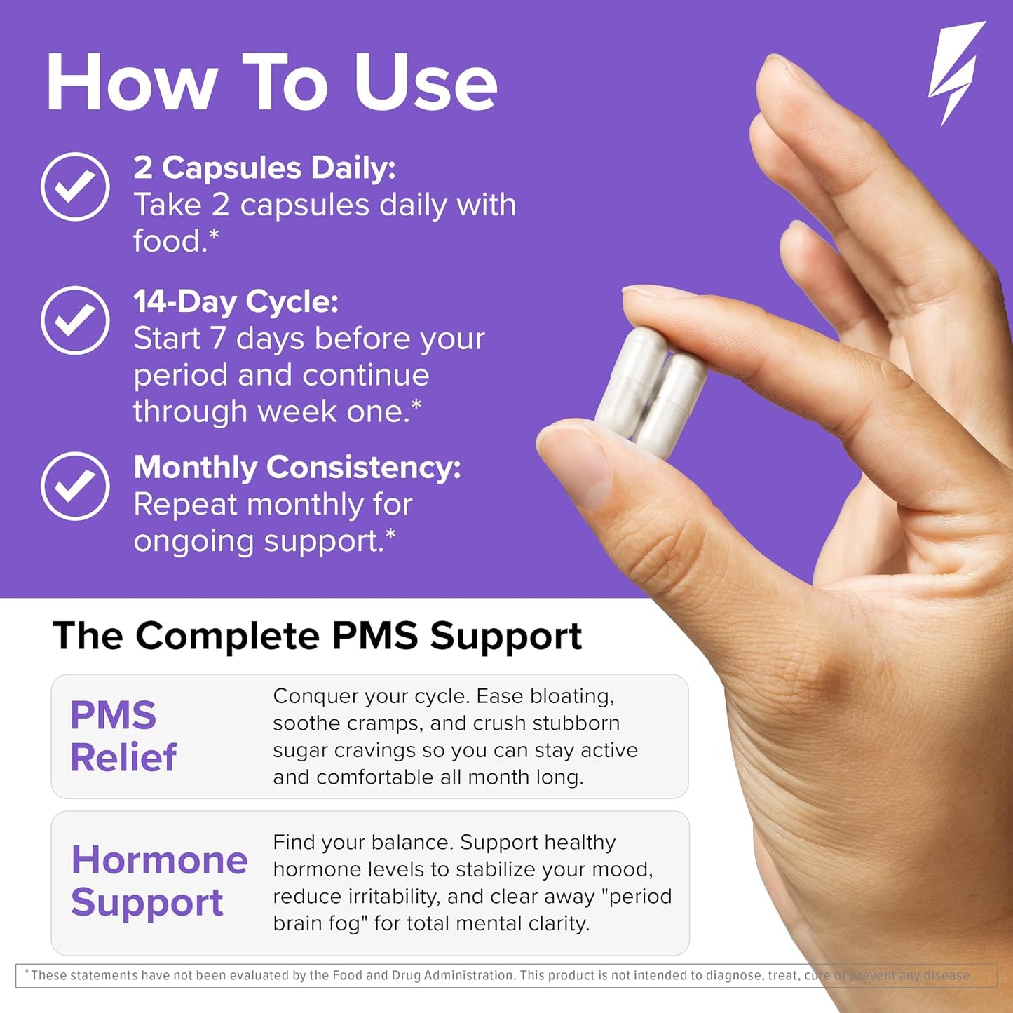 Inno Complete PMS Support - PMS Support Supplement for Women with Chasteberry, Vitamin B6 and Calcium for Menstrual Comfort, Cramp Relief, Mood Support and Cycle Balance (28 Capsules) - görsel 6