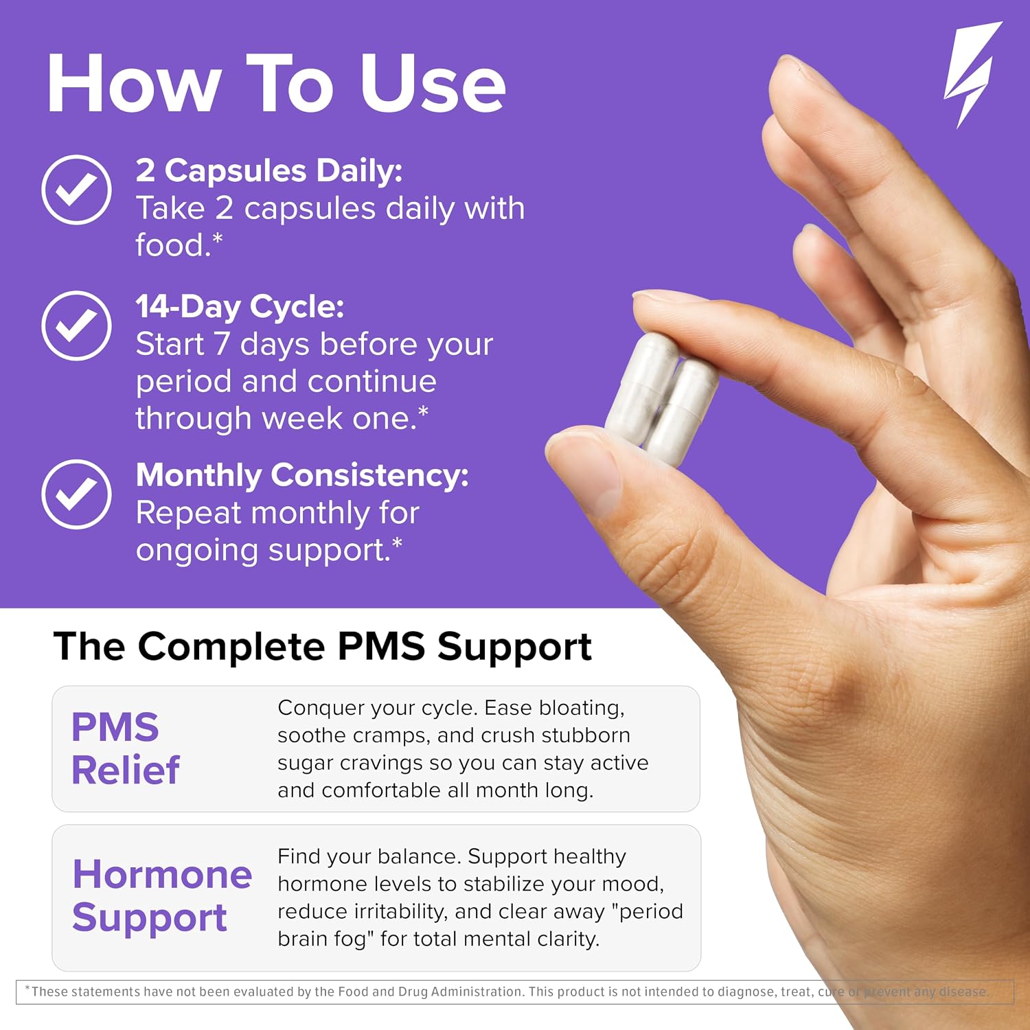 Inno Complete PMS Support - PMS Support Supplement for Women with Chasteberry, Vitamin B6 and Calcium for Menstrual Comfort, Cramp Relief, Mood Support and Cycle Balance (28 Capsules) - görsel 6