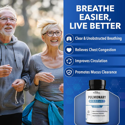 Pulmonary Miracle Lung Support Capsules - Lung Support Supplement with Vinitrox & GABA for Respiratory Wellness, 60 Caps (3-Pack)