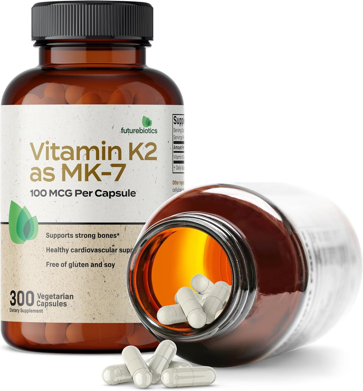 Futurebiotics Vitamin K2 as MK-7 100 mcg, Supports Strong Bones – Non-GMO, 300 Vegetarian Capsules - görsel 4