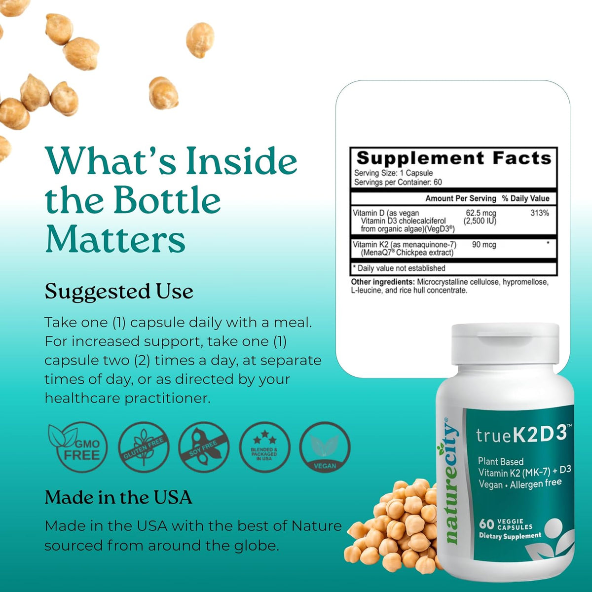 NatureCity TrueK2D3 – Plant-Based Vitamin D3 – Premium K2: Features MenaQ7, a well‑researched form of vitamin K2 – Image 7