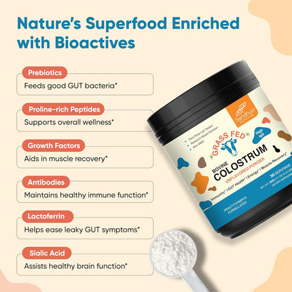 Sandhu's Grass-Fed Bovine Colostrum Powder for Adults – 30 Servings