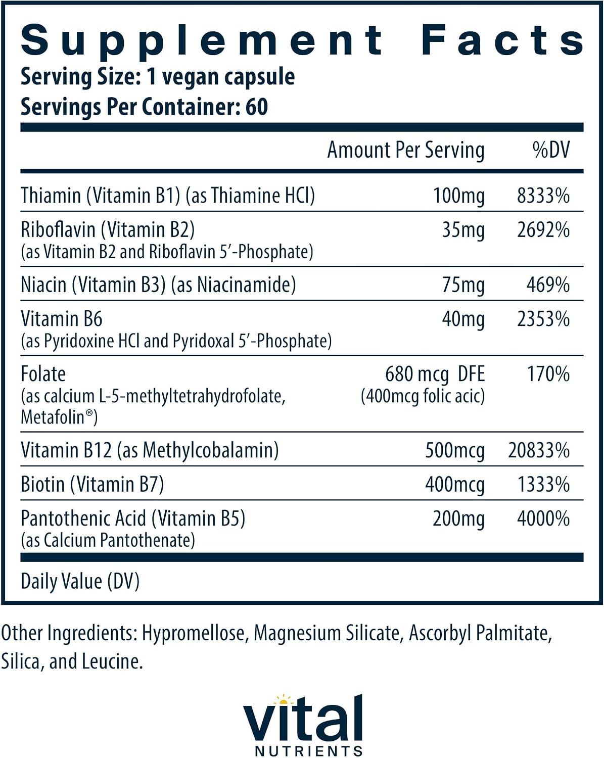 Vital Nutrients Vitamin B-Complex - High-Potency Methylated B Vitamins for Energy and Metabolism* - görsel 2