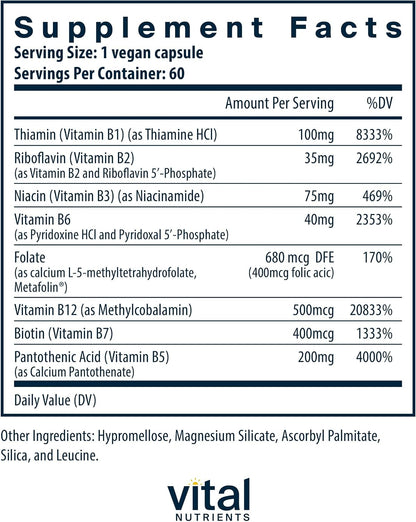 Vital Nutrients Vitamin B-Complex - High-Potency Methylated B Vitamins for Energy and Metabolism*