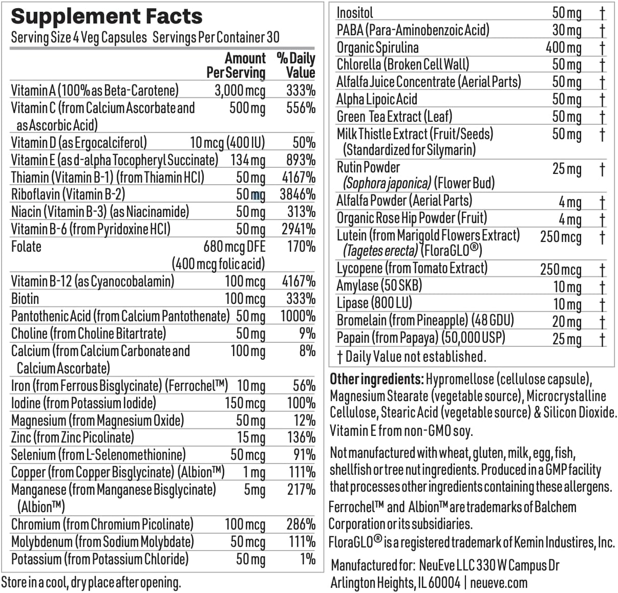 NeuEve Menopause Support Multivitamin for Women, Hormone-Free Daily Multivitamin to Support Whole Body & Intimate Health with Green Superfoods | 30-Day Supply | Vegan Capsules | 120 Capsules - görsel 8