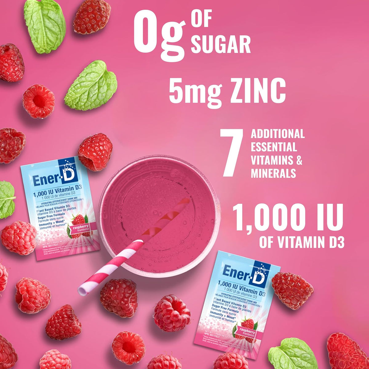 Ener-D Sugar-Free Multivitamin Drink Mix – Raspberry, 24 Sachets - görsel 4