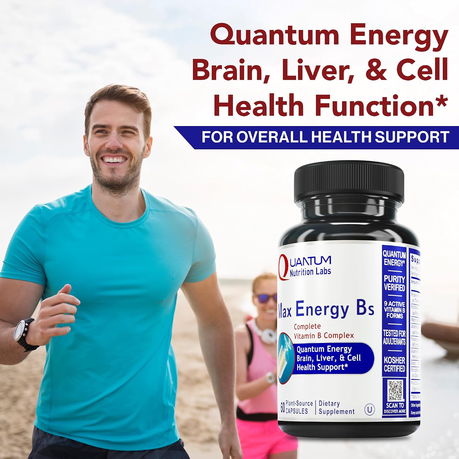 Quantum Nutrition Labs Max Energy Bs - Methylated Vitamin B Complex with B1, B6, B12, Folate, Biotin - 60 Vegetarian Capsules - görsel 3