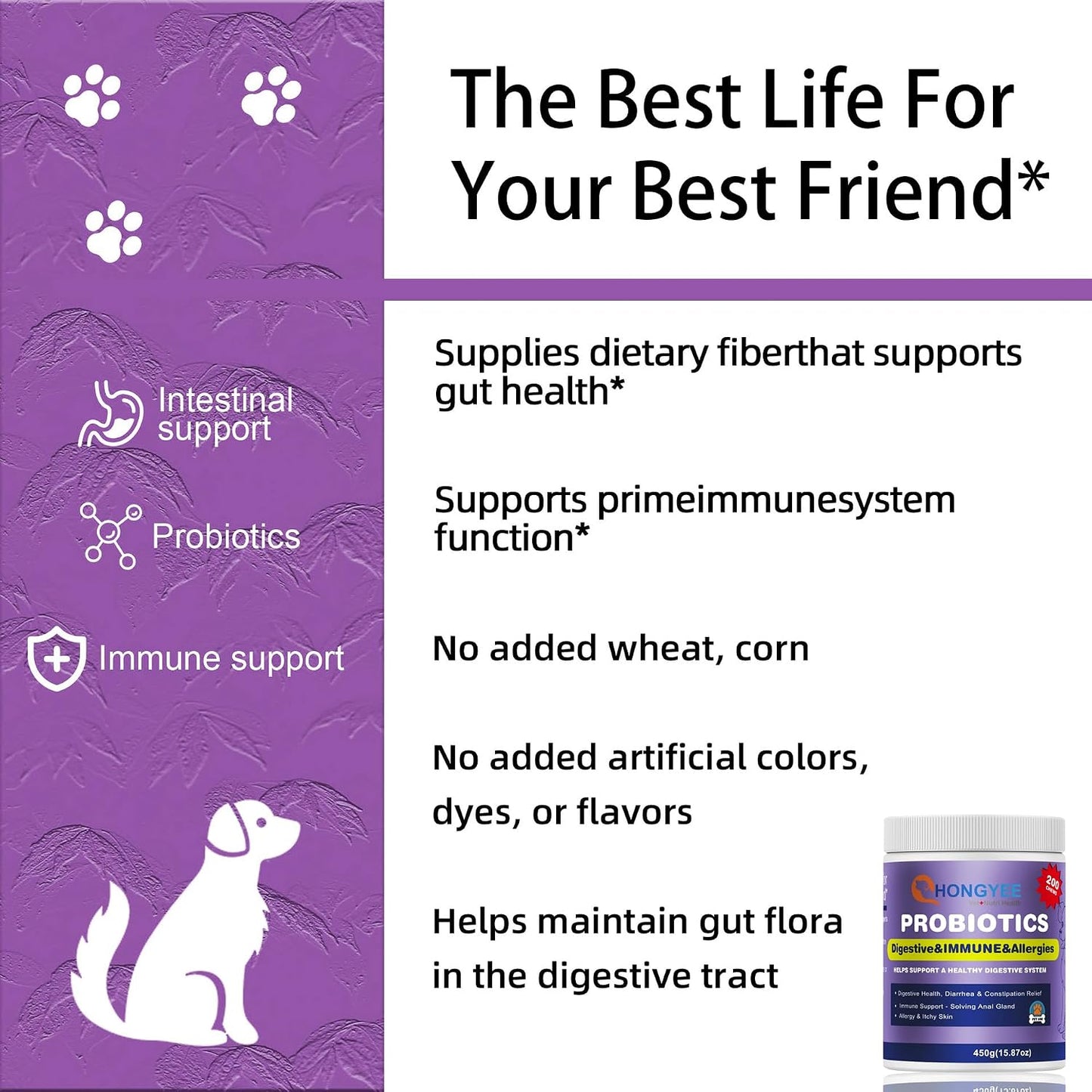 Probiotics for Dogs 200 Chews - Enzymes and Gut Support with Papaya, Pumpkin, and Krill Oil - Vet Approved - görsel 5
