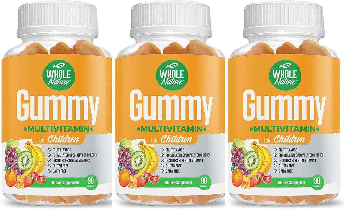 Whole Nature Kids Vitamins - Complete Daily Essentials Children's Multivitamin and Minerals for Overall Wellness, 90 Gummies, Fruit Flavour, No Artificial Sugar, Dairy and Gluten-free - görsel 1