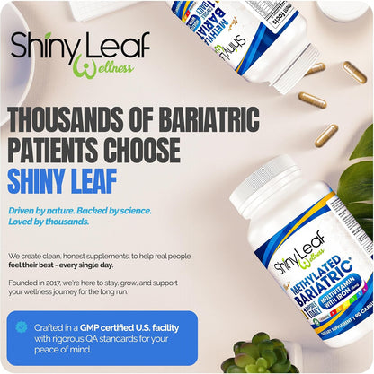 Shiny Leaf Methylated Bariatric Multivitamin with Iron 45mg – Once Daily Capsule – ASMBS Compliant – 90 Capsules