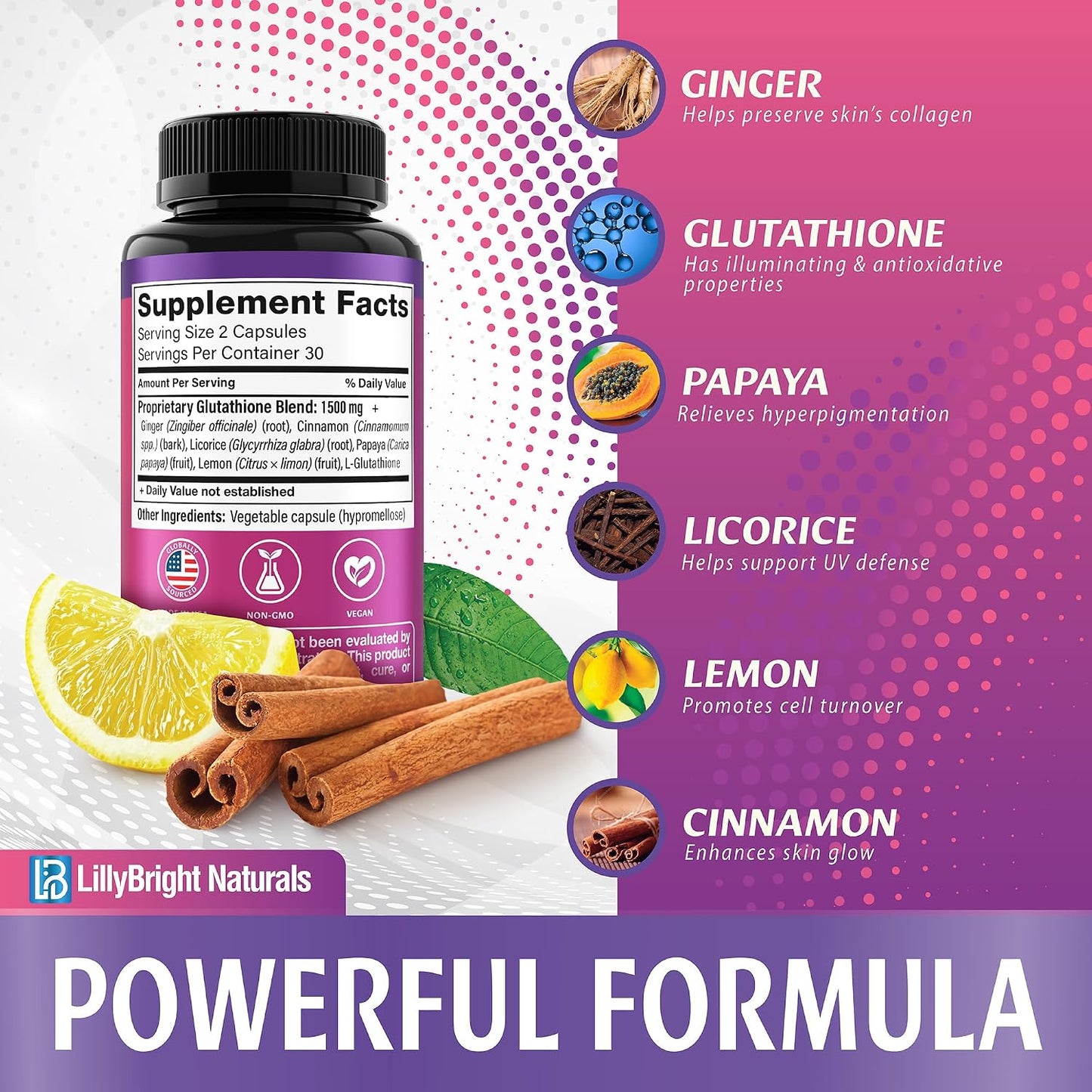 Glutathione Capsules 1500mcg with Vitamin C - Skin Radiance Support (60 Capsules) - görsel 4