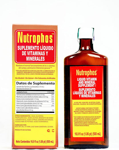 Nutrophos Liquid Vitamin and Mineral Supplement - Supports Normal Functioning of the Body Systems and Promotes General Wellbeing - 500 ml (Pack of 2)