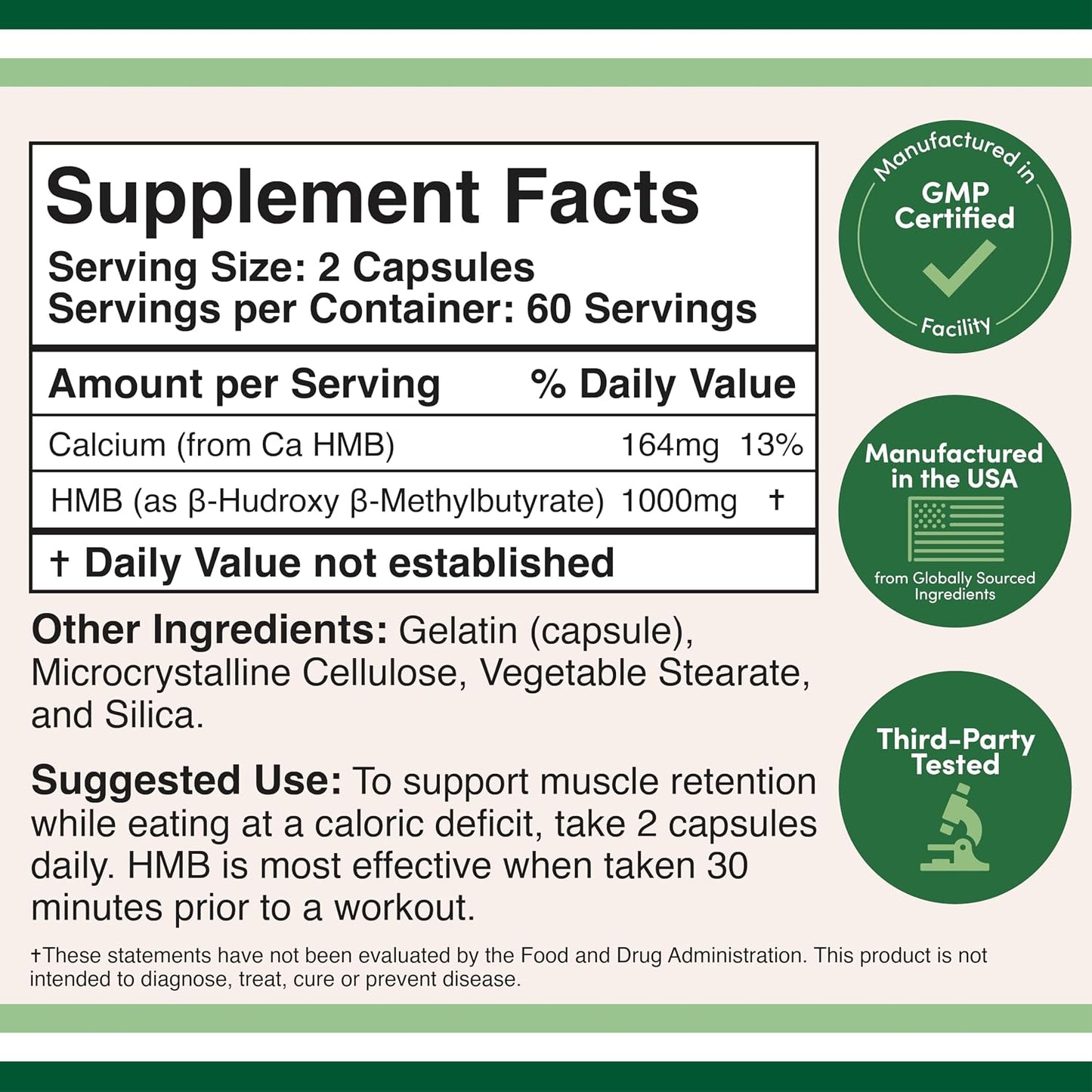 Double Wood Supplements HMB Supplement - 120 Capsules, 1000 mg per Serving - görsel 2