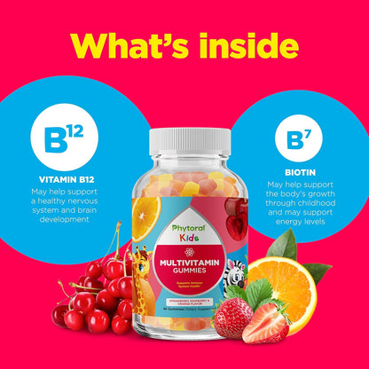 Phytoral Kids Vitamins Gummy Multivitamin - Natural Energy Support & Immune Health for Children - 90 Gummies
