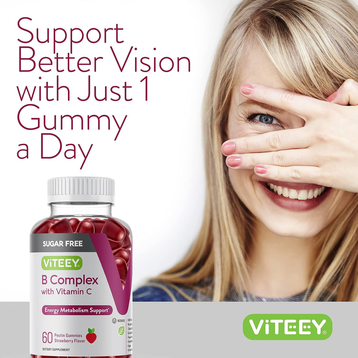 Viteey Vitamin B Complex Gummies with Vitamin C, Sugar Free Chewable Gummy - görsel 6