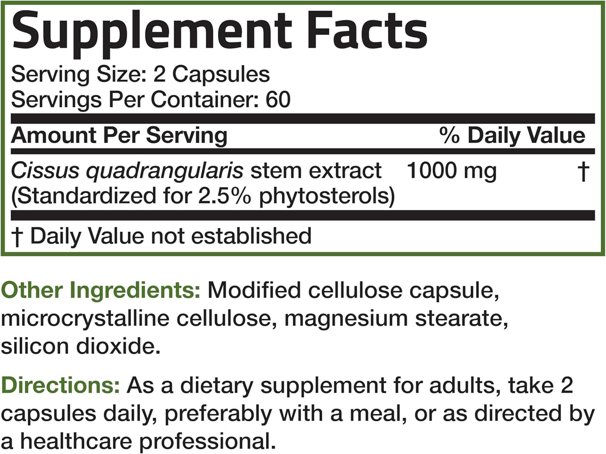 Bronson Cissus Quadrangularis Extract 1000 mg - Non-GM, 120 Vegetarian Capsules - görsel 6