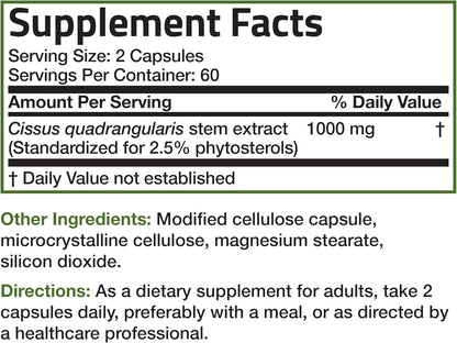 Bronson Cissus Quadrangularis Extract 1000 mg - Non-GM, 120 Vegetarian Capsules