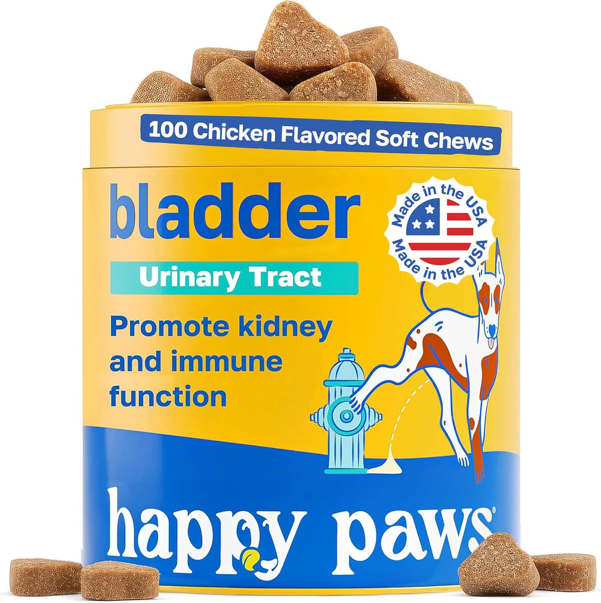 Happy Paws Bladder Supplement for Dogs – Urinary & Kidney Support with Cranberry, Soft Chews (100 Count) - görsel 1