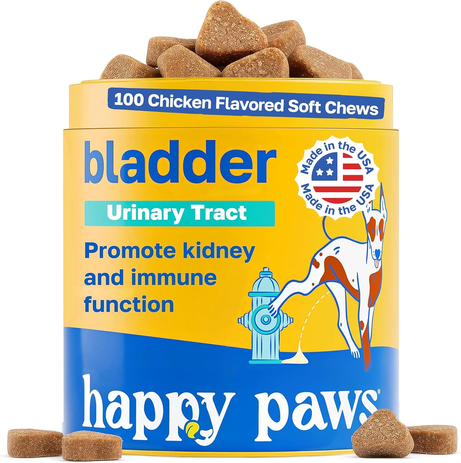 Happy Paws Bladder Supplement for Dogs – Urinary & Kidney Support with Cranberry, Soft Chews (100 Count) - görsel 1