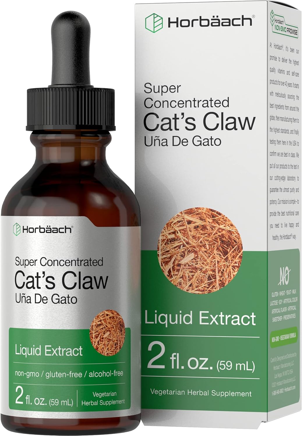 Horbaach Cat's Claw Herb Extract Tincture | 60 ml | Alcohol Free | Vegetarian, Non-GMO, Gluten-free Liquid - görsel 1