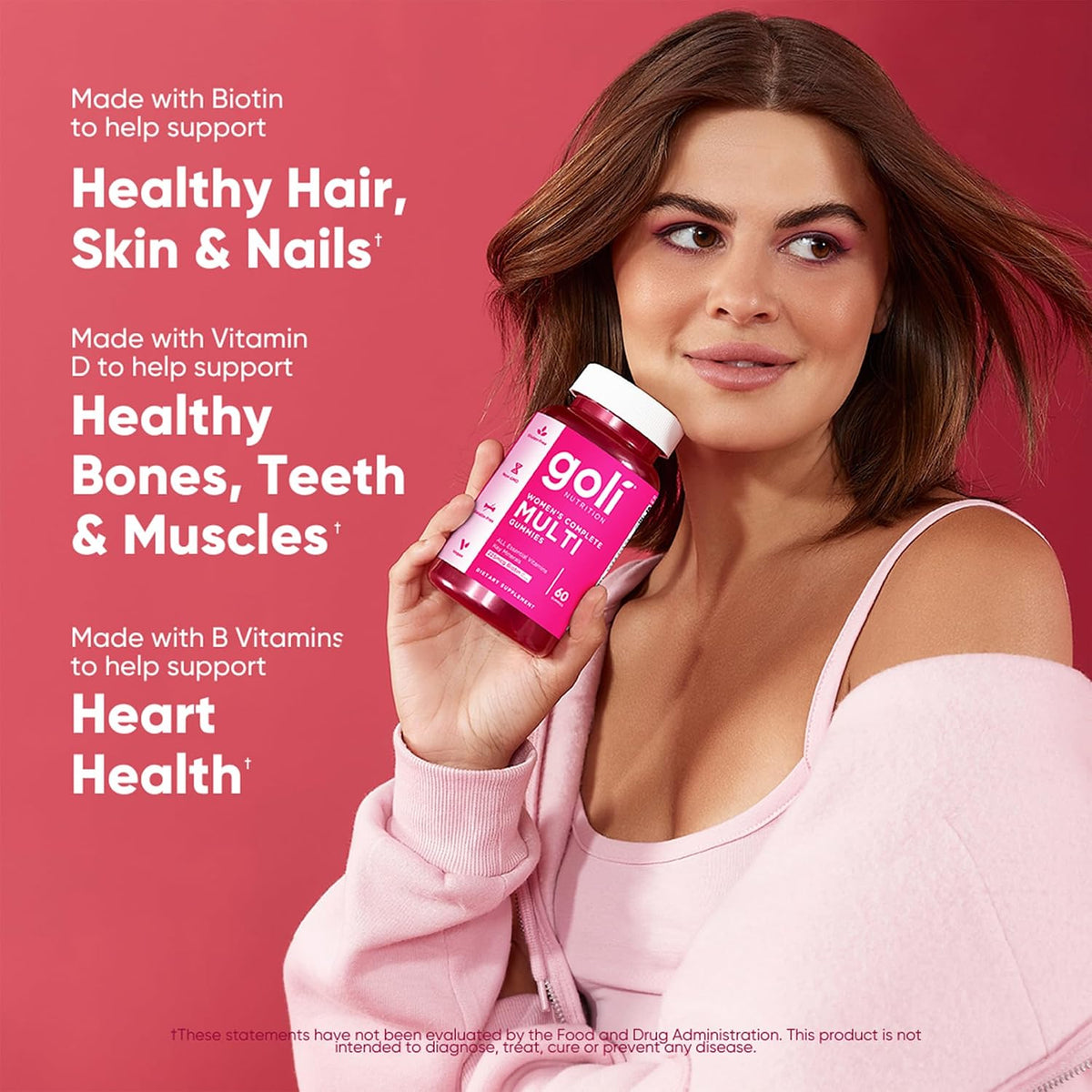 Goli Women's Multi Gummies - Complete Daily Multivitamin with All 13 Essential Vitamins, Biotin, Zinc - Supports Hair, Skin, Nails, Immune System - Vegan, Non-GMO - 60 Gummies (2 Pack) - görsel 3